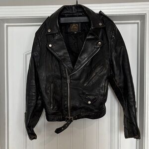 Vintage Black Leather Biker Jacket